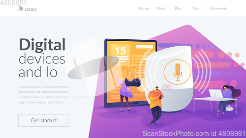 Image of Smart speaker office controller landing page template.