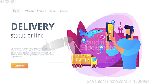 Image of Smart delivery tracking concept landing page.