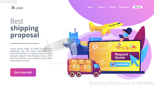 Image of Freight quote request concept landing page