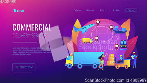 Image of Business logistics concept landing page.