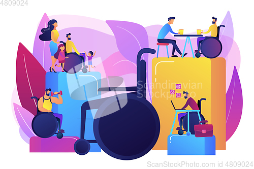 Image of Social adaptation of disabled people concept vector illustration