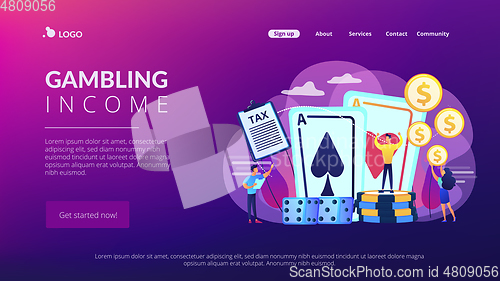 Image of Gambling income concept landing page.