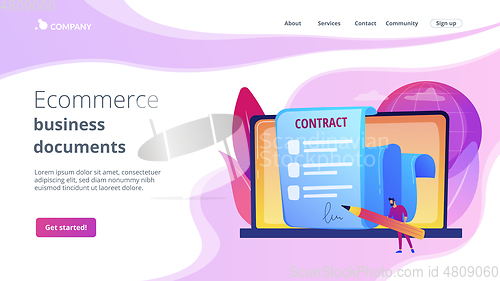 Image of Electronic contract concept landing page