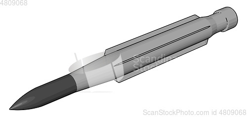 Image of 3D vector illustration on white background of a military missile