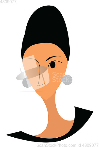 Image of Lady with silver earrings vector or color illustration