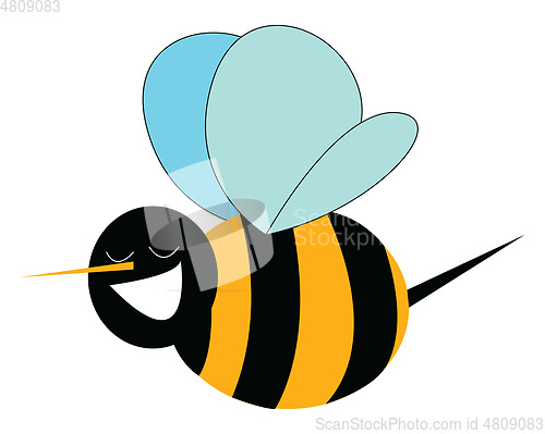 Image of Smiling bumble bee print vector on white background