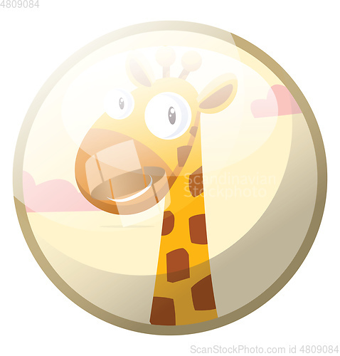 Image of Cartoon character of a yellow giraffe with brown dots smiling ve