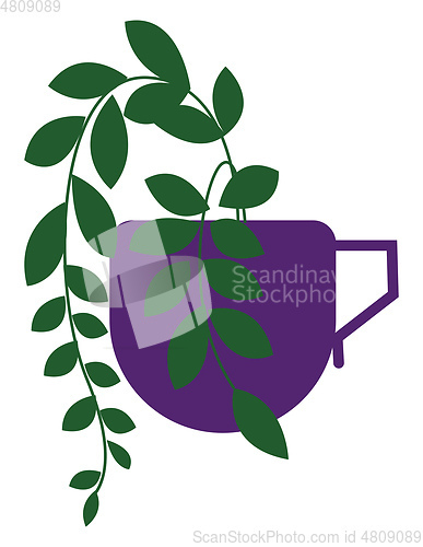 Image of Clipart of a creepy little plant grown on a coffee cup vector or