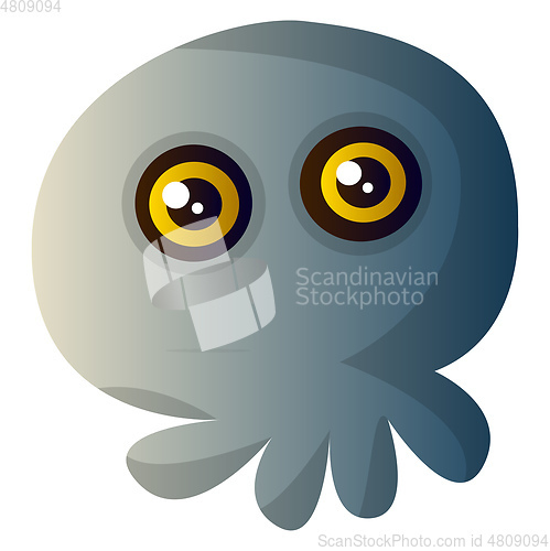 Image of Little cartoon grey skull vector illustartion on white backgroun