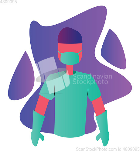 Image of Ward boy with medical mask and gloves colorful vector illustrati