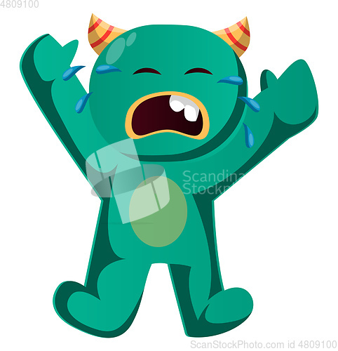 Image of Green monster crying vector illustration