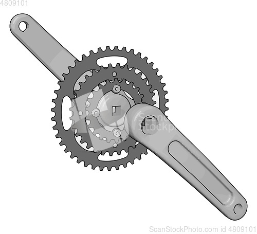 Image of Grey bike chain rings with pedal crank arms vector illustration 
