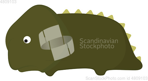Image of Sad green cartoon dinosaur lying down vector or color illustrati