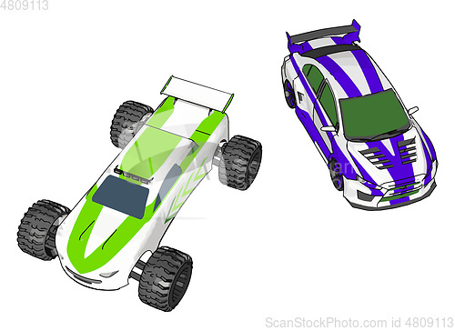 Image of Two small car picture vector or color illustration