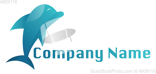 Image of Light blue dolphin vector logo design on white background