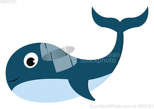 Image of Clipart of a smiling blue-colored whale while swimming vector or
