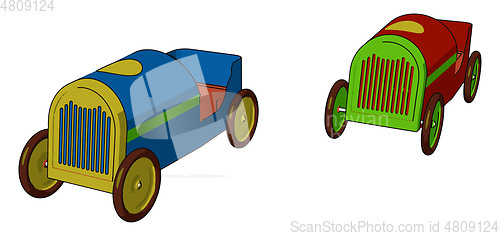 Image of Two multicolored toy vector or color illustration