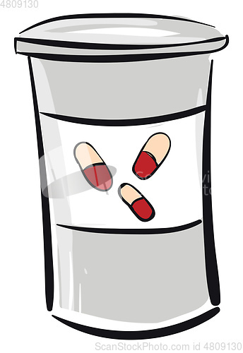 Image of Grey bottle for medications vector illustration on white backgro