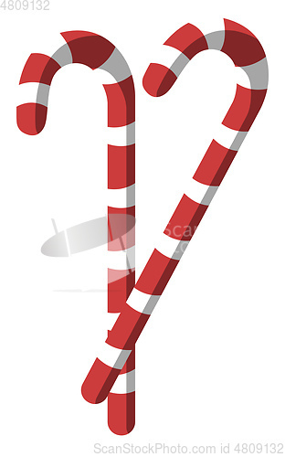 Image of Two christmas red and white candy sticks vector illustration on 