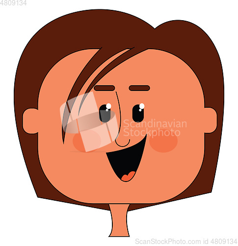 Image of Cartoon funny happy girl\'s face vector or color illustration