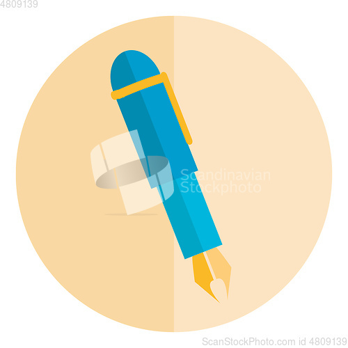 Image of Blue pen with golden nib left opened vector or color illustratio