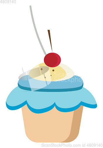 Image of Cute cupcake vector illustration on white background