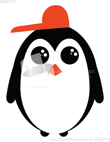 Image of Cute little penguin in a red hat vector or color illustration