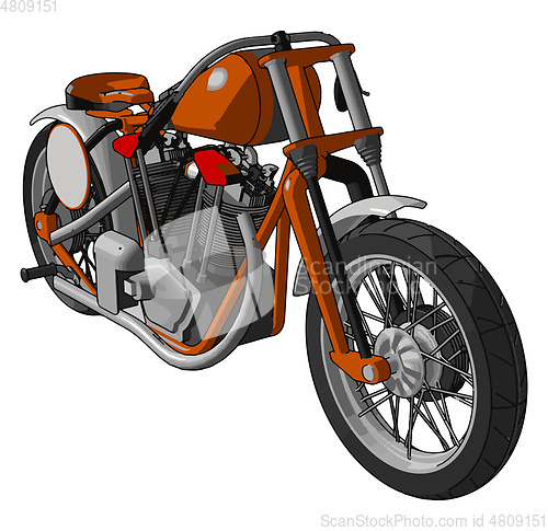 Image of Orange and grey vintage motorcycle vector illustration on white 