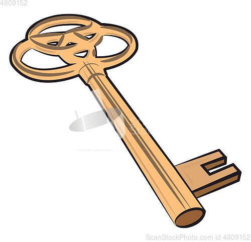 Image of A golden vintage key vector or color illustration