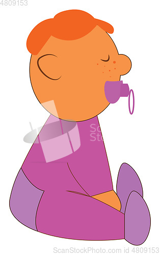 Image of A baby with a pacifier, vector color illustration.