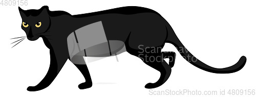 Image of Cartoon panther set on isolated white background viewed from the