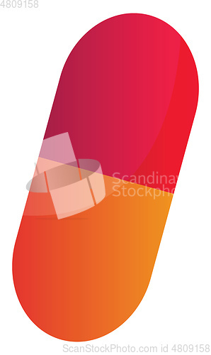 Image of Red and orange medicine capsule vector illustration on a white b