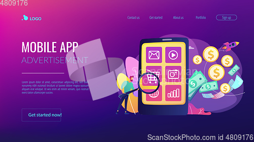 Image of App monetization concept landing page.