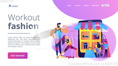 Image of Workout fashion concept landing page.