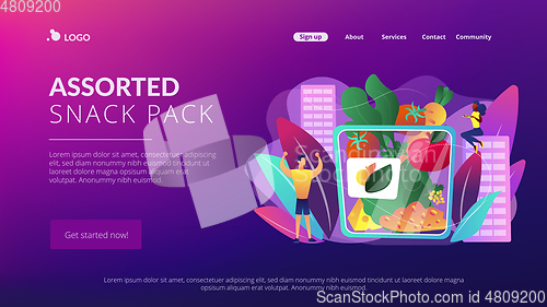 Image of Assorted snack pack concept landing page.