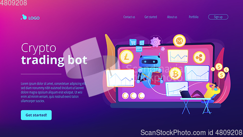 Image of Crypto trading bot concept landing page