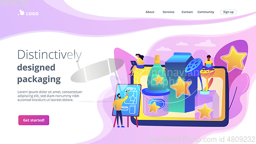 Image of Packaging design concept landing page.