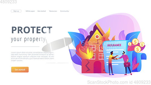 Image of Fire insurance concept landing page.