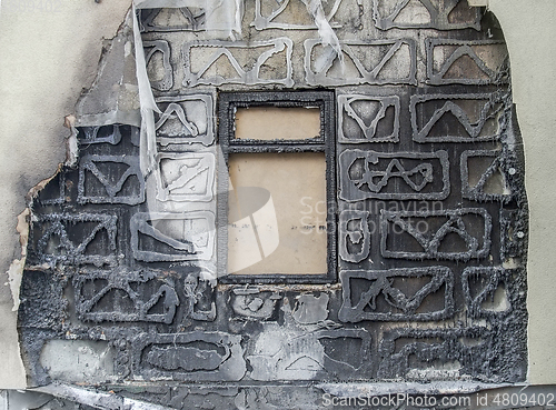 Image of burnt house detail