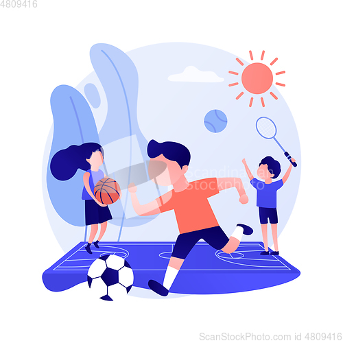 Image of Sport summer camp abstract concept vector illustration.