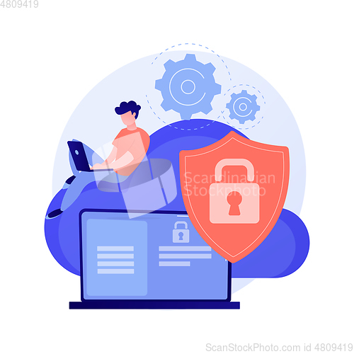 Image of Cloud computing security abstract concept vector illustration.