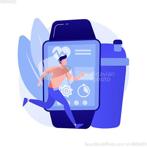 Image of Connected workout abstract concept vector illustration.