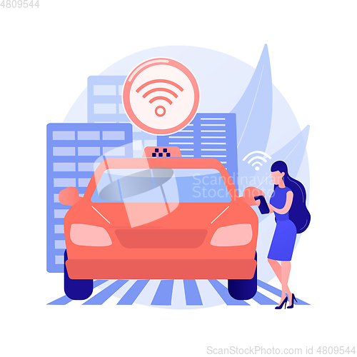 Image of Autonomous taxi abstract concept vector illustration.