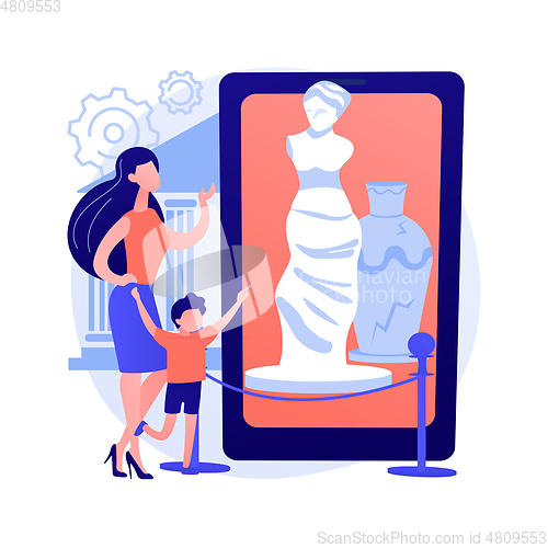 Image of Online museum tours abstract concept vector illustration.