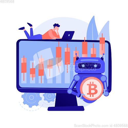 Image of Crypto trading bot abstract concept vector illustration.