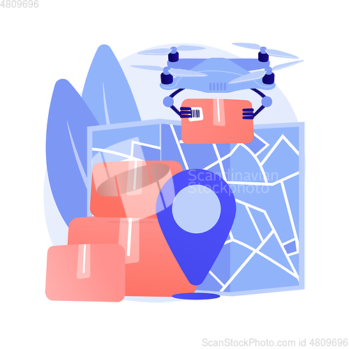 Image of Drone delivery abstract concept vector illustration.
