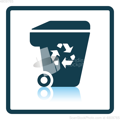 Image of Garbage container with recycle sign icon