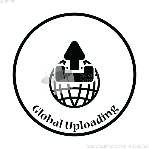 Image of Globe with upload symbol icon