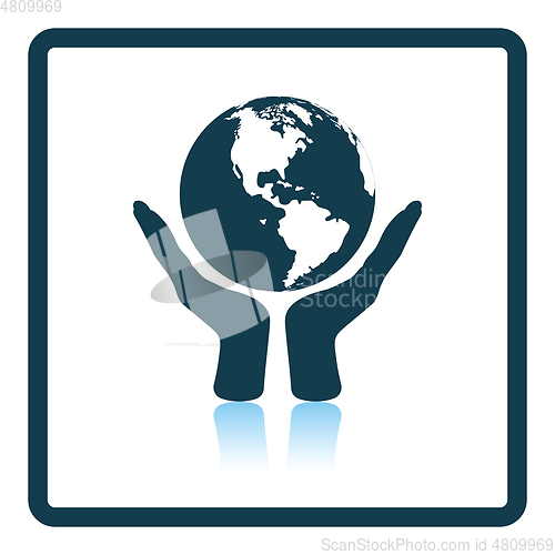 Image of Hands holding planet icon