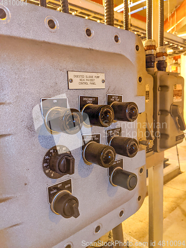 Image of pressure gauge and knobs control at a plant